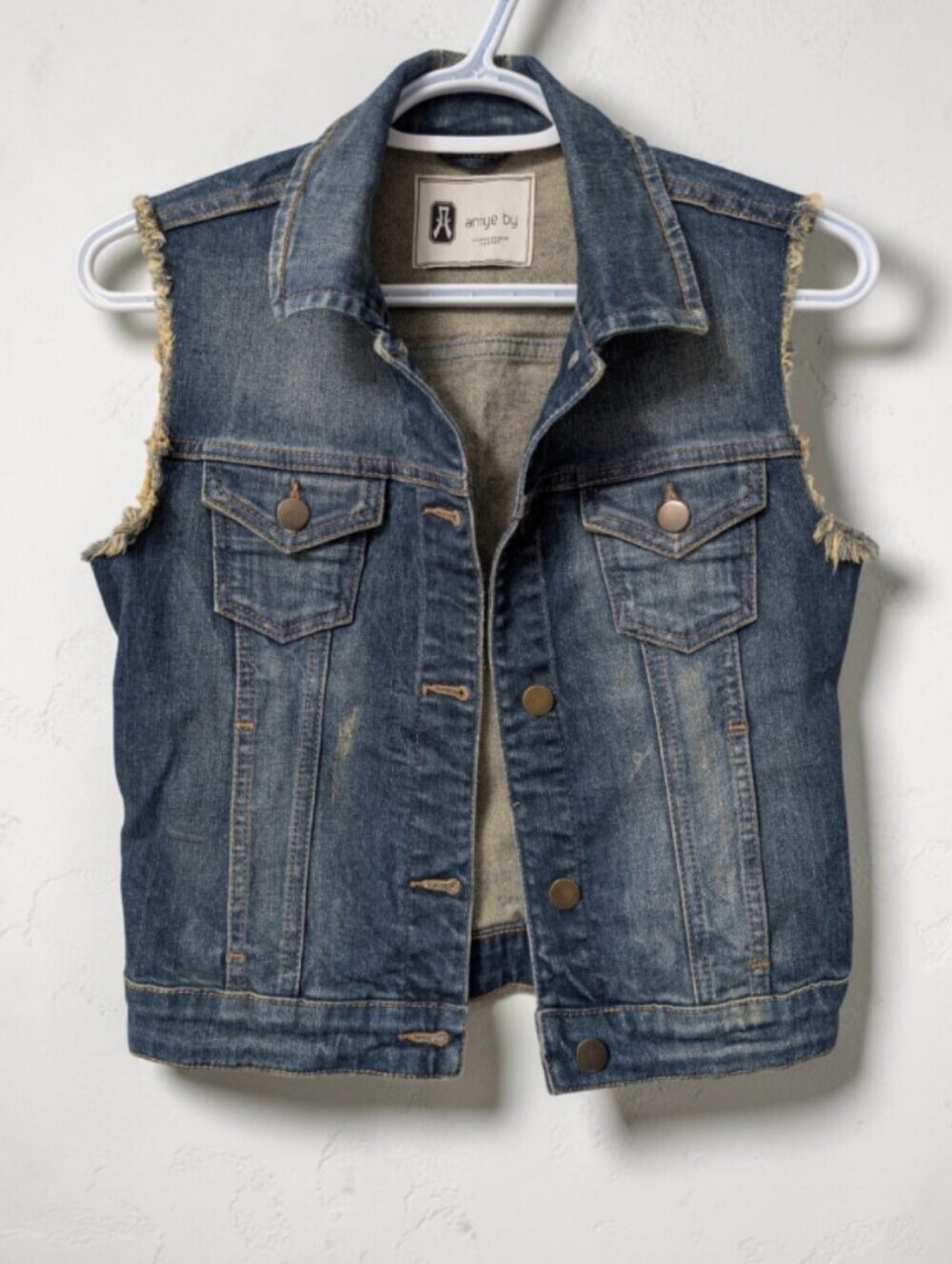 Like New! Aniye By Distressed Vintage Style Denim Vest